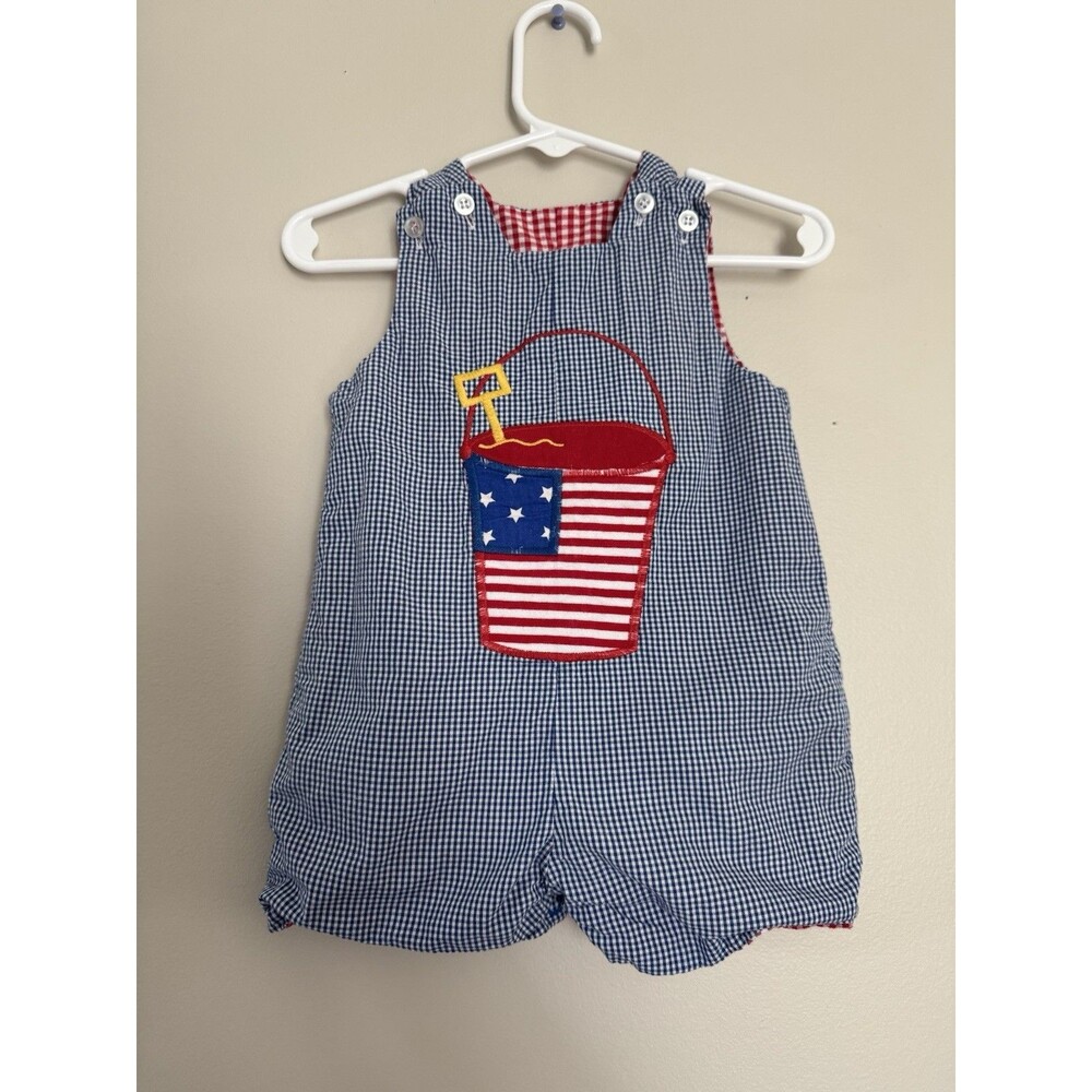 Bailey Boys Patriotic Applique Beach Bucket Jon Jon- Lined - Size 9 Months